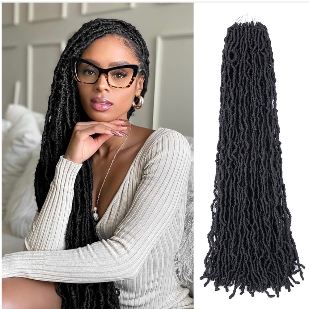 Black Synthetic Handmade Pre Looped Dreadlocks Braids UNISEX 36 Inch Thin